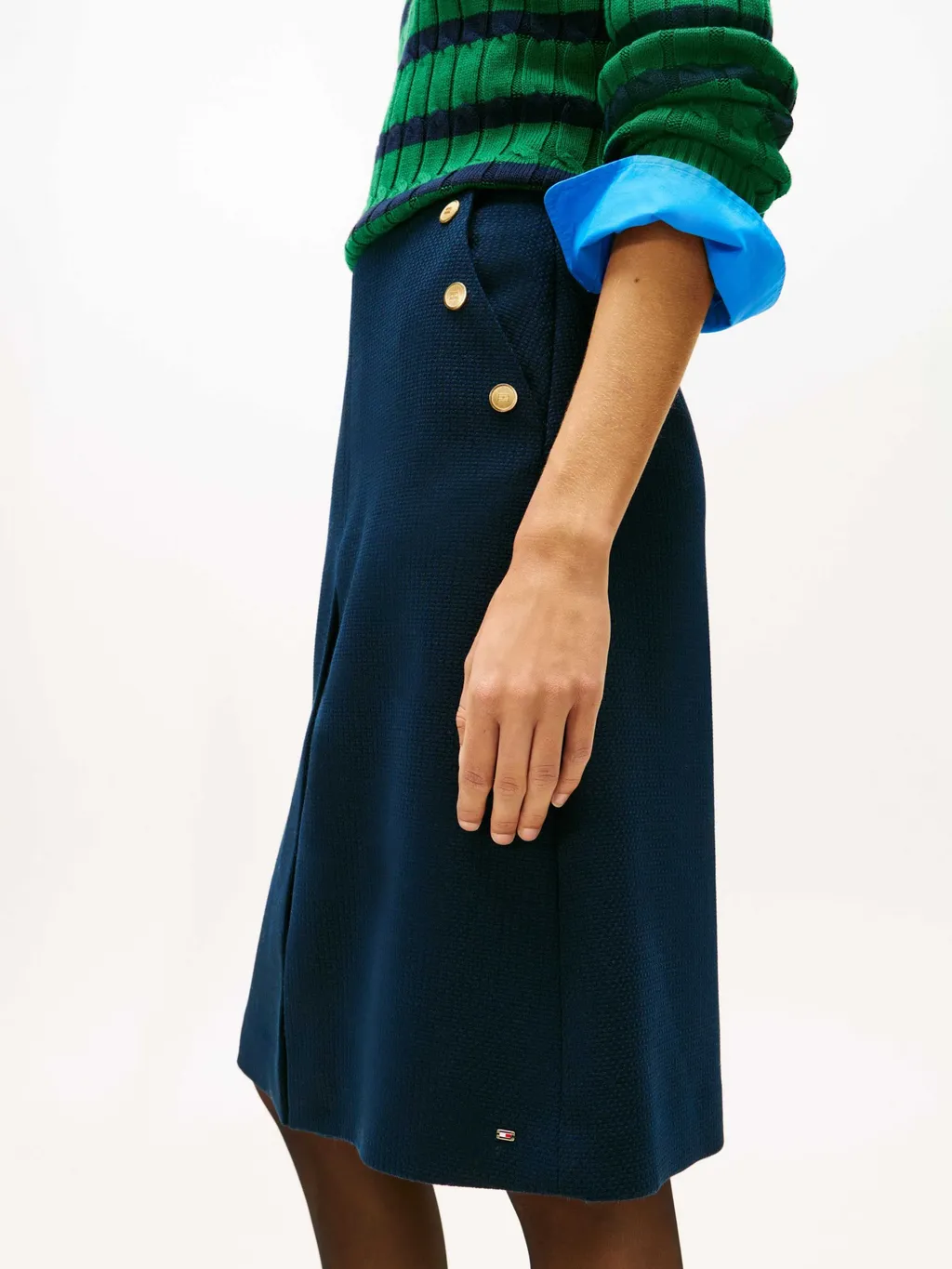 Buttoned Midi A-Line Skirt