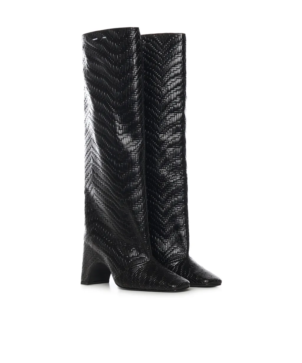 Textured Block Heel Boots