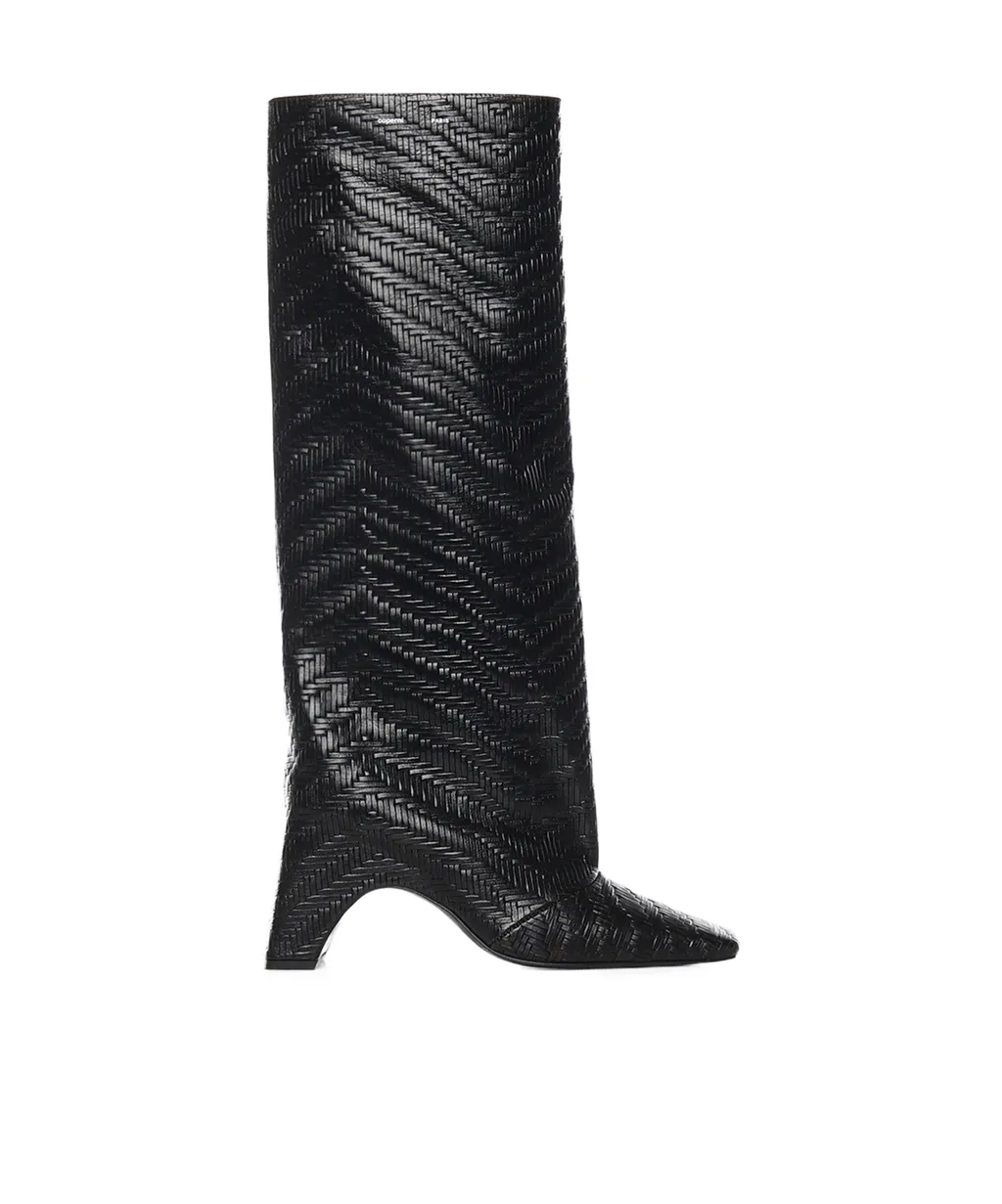 Textured Block Heel Boots