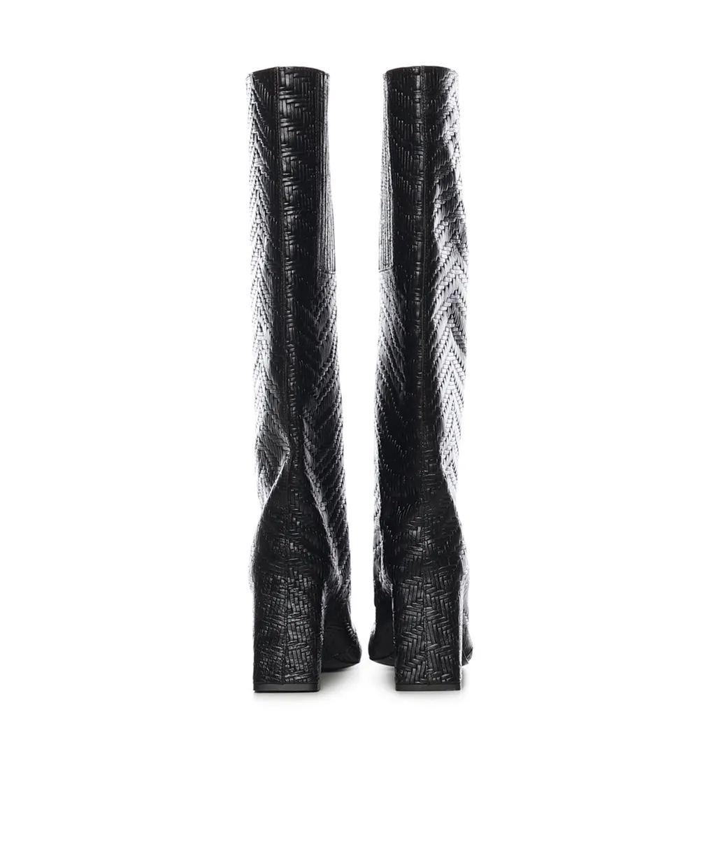Textured Block Heel Boots
