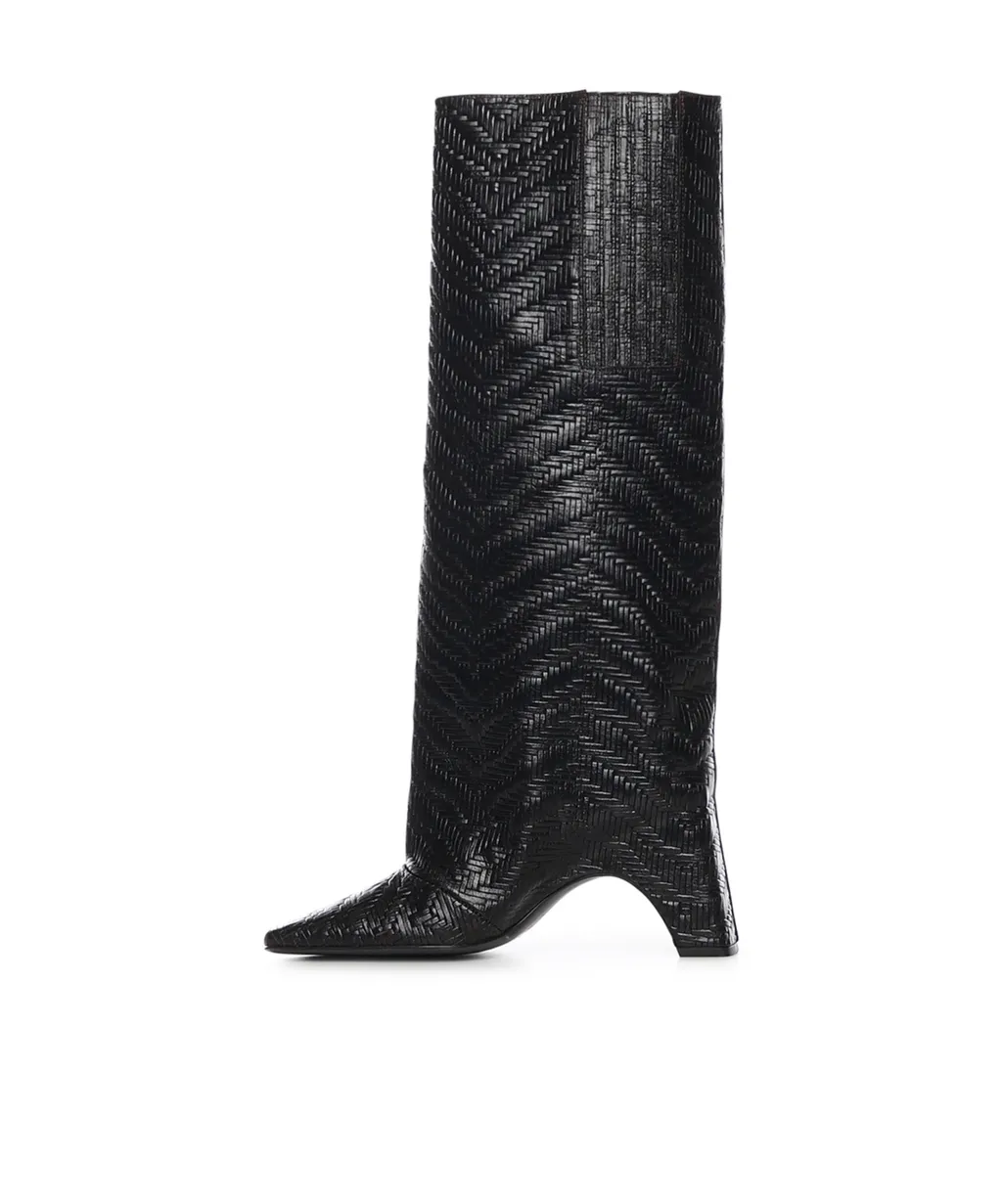 Textured Block Heel Boots
