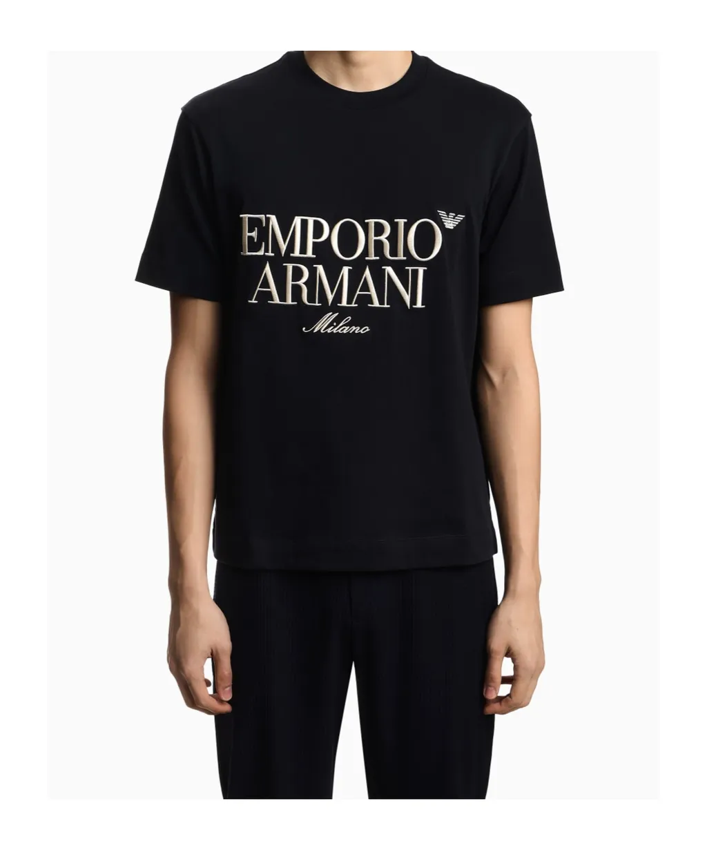Emporio Armani Embossed Logo Embroidery Heavy Jersey T-Shirt