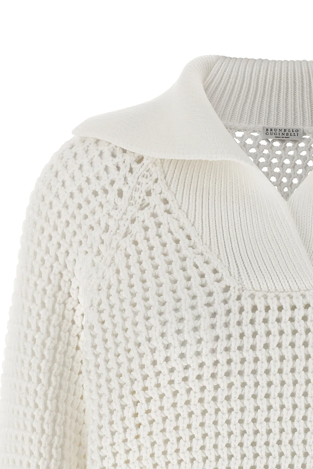 Brunello Cucinelli V-Neck Openwork Sweater