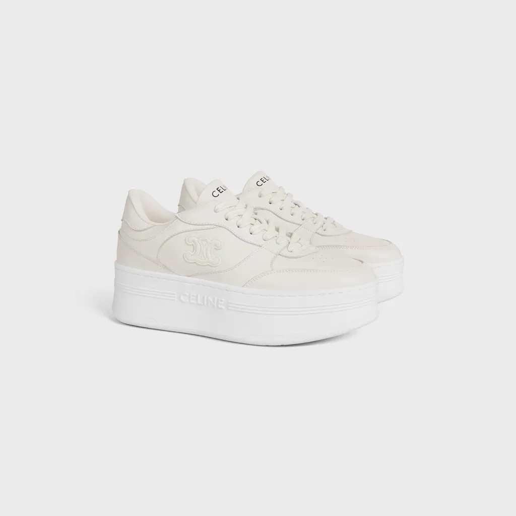 Block Wedge Sneaker With Triomphe Patch In Calfskin