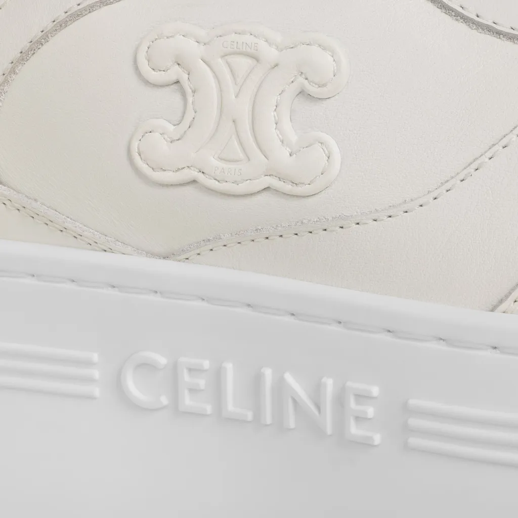 Block Wedge Sneaker With Triomphe Patch In Calfskin