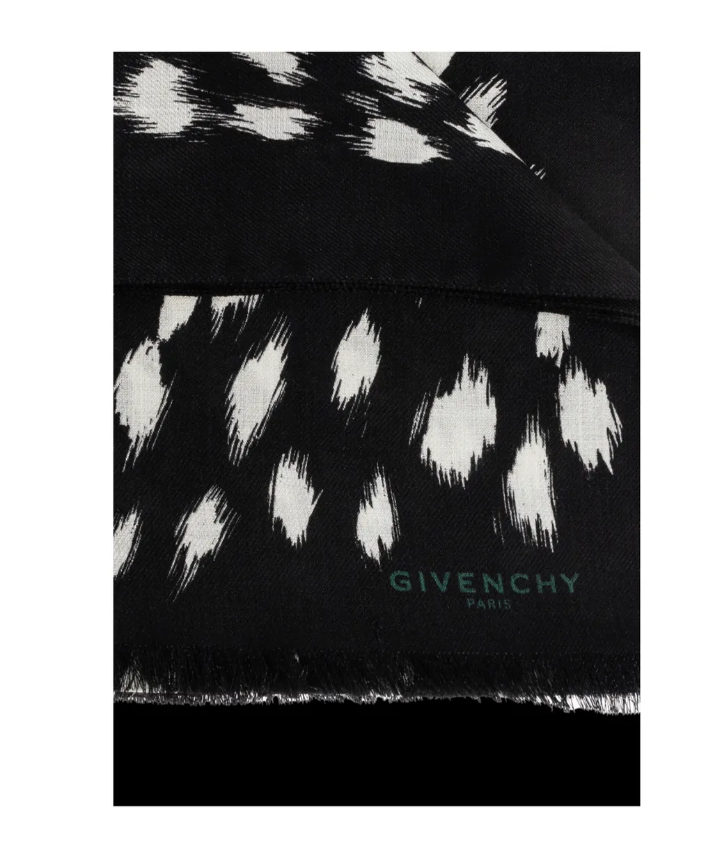 Givenchy Polka Dot Printed Frayed Edge Scarf