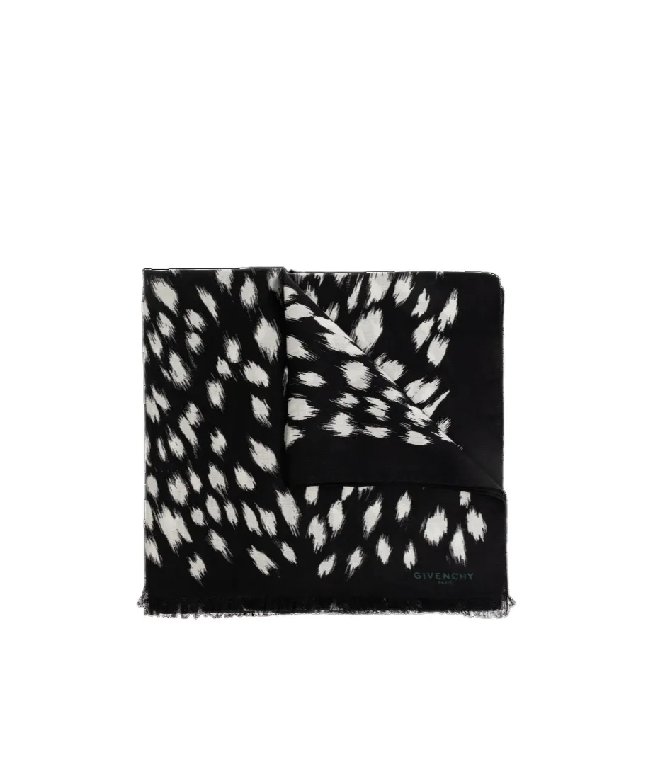 Givenchy Polka Dot Printed Frayed Edge Scarf