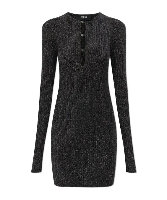 Keyhole Long-Sleeve Mini Dress