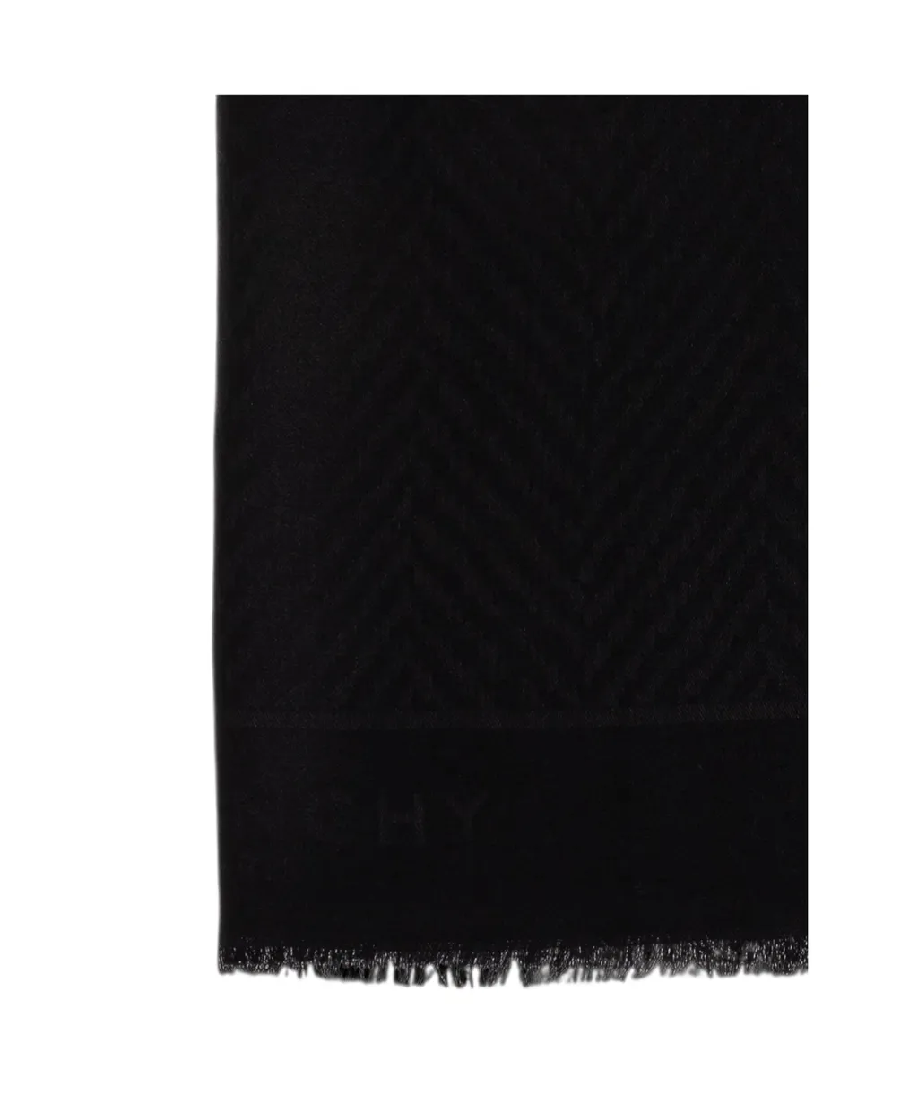 Givenchy Paris Logo Printed Frayed Edge Scarf
