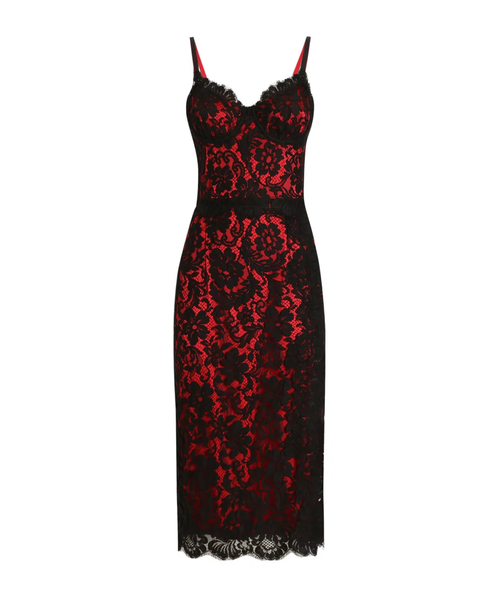 Floral-Lace Midi Dress