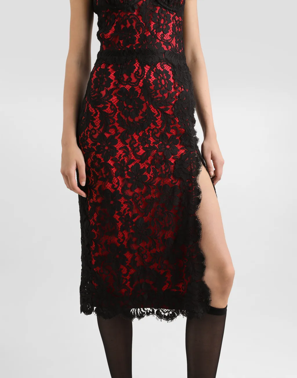 Floral-Lace Midi Dress