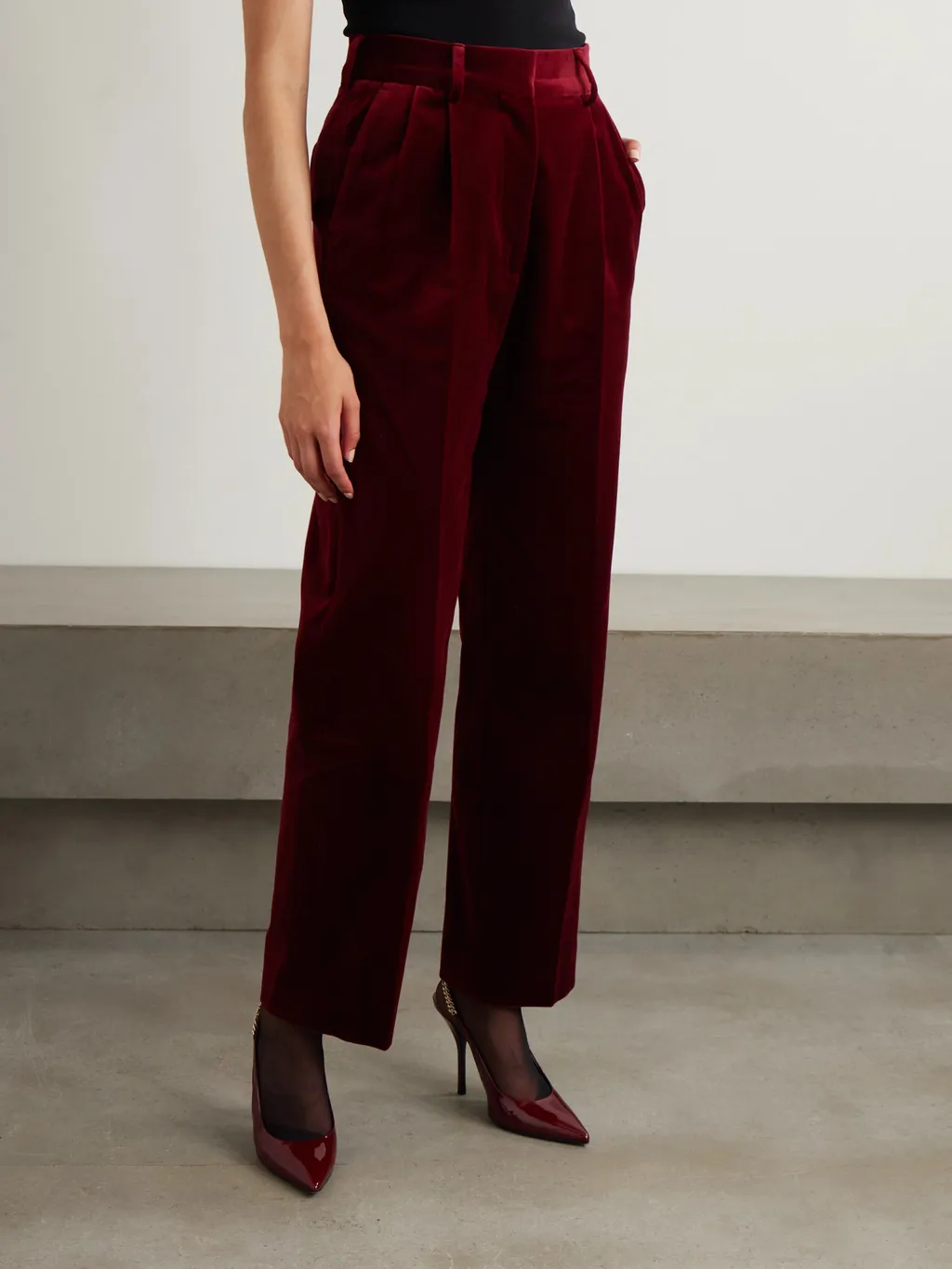 Pleated Straight-Leg Pants