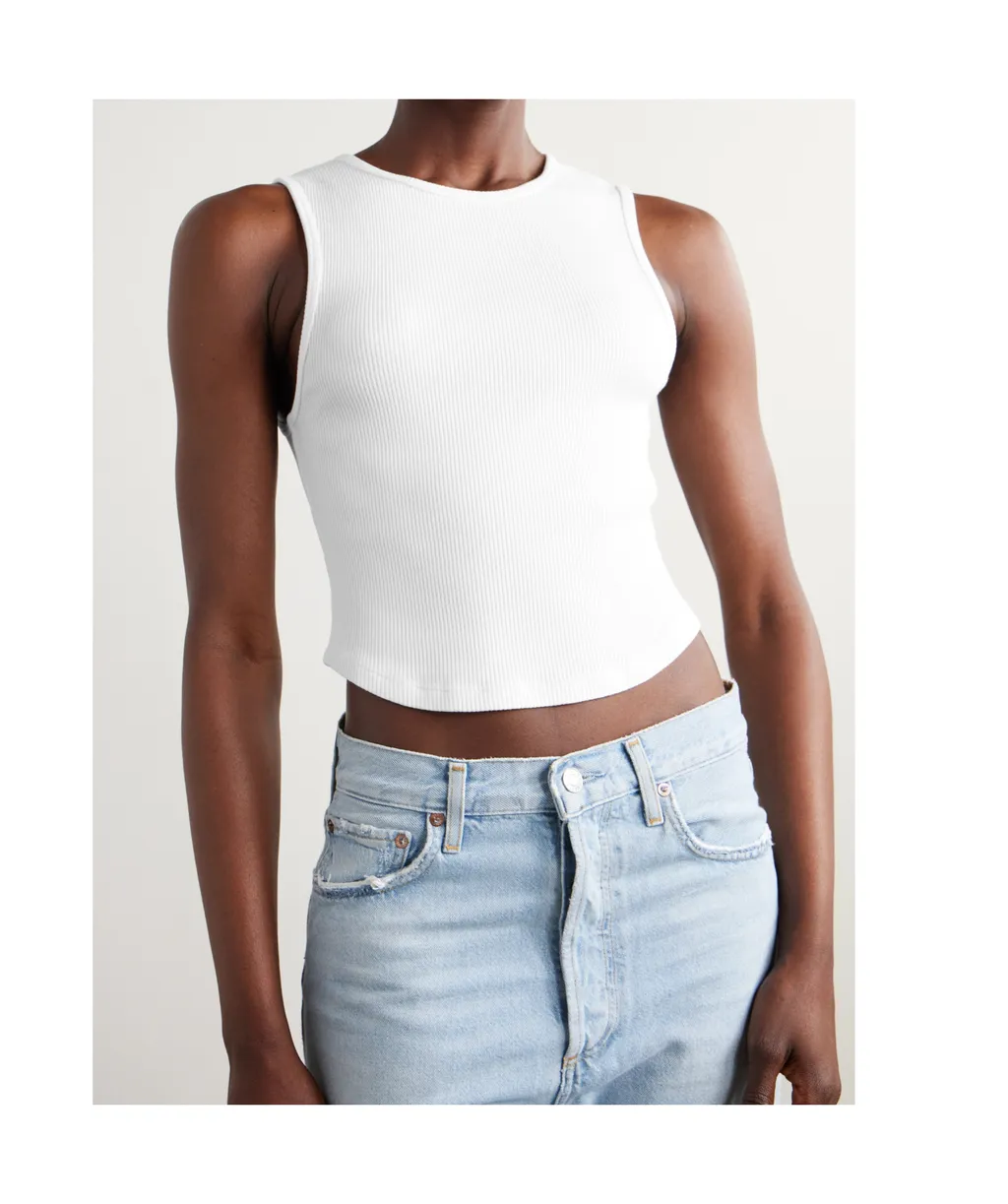 Nova Ribbed Stretch Blend Short Tank Vest