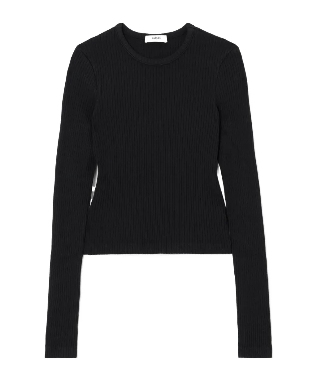 Ribbed Long-Sleeved T-Shirt
