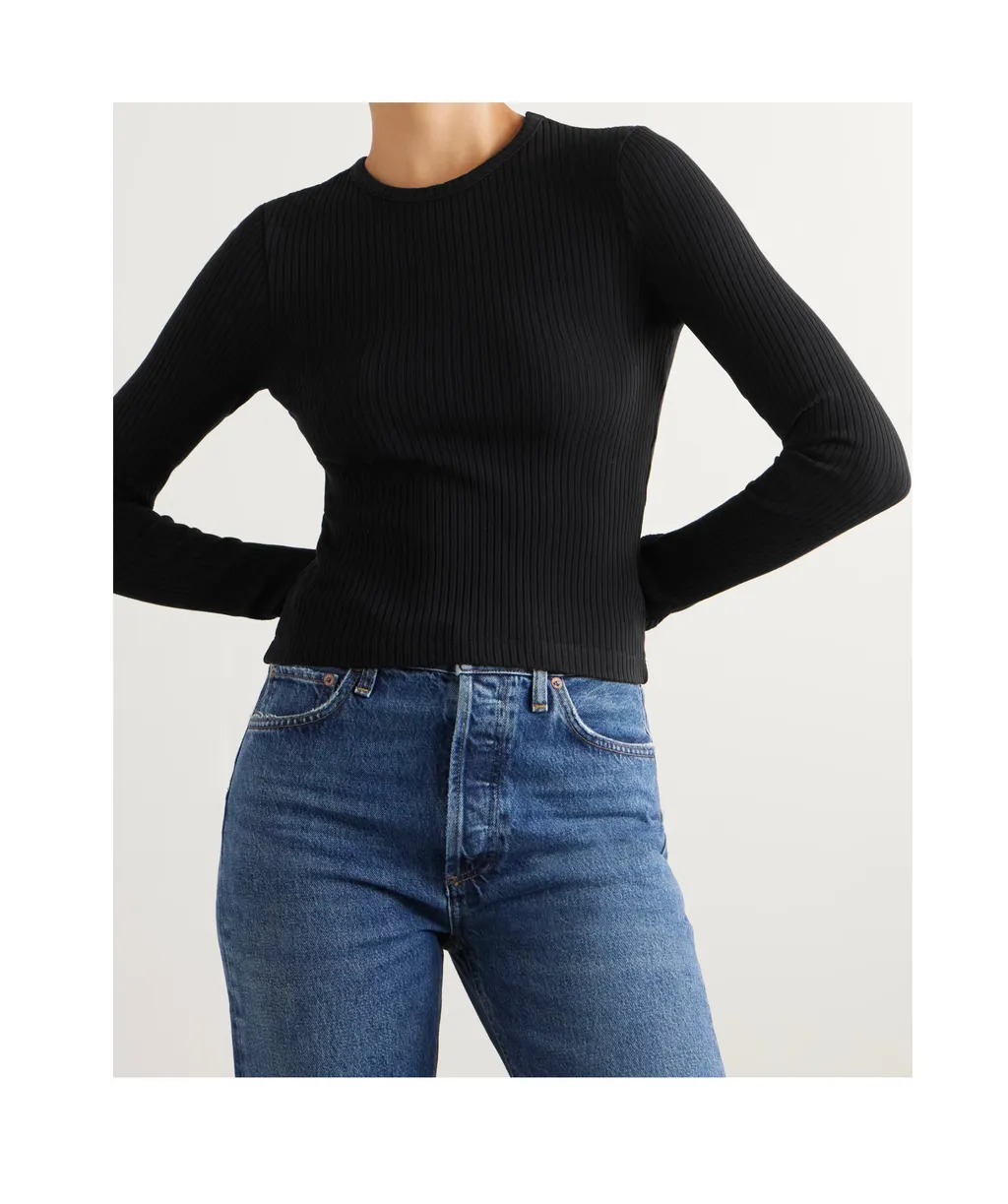 Ribbed Long-Sleeved T-Shirt