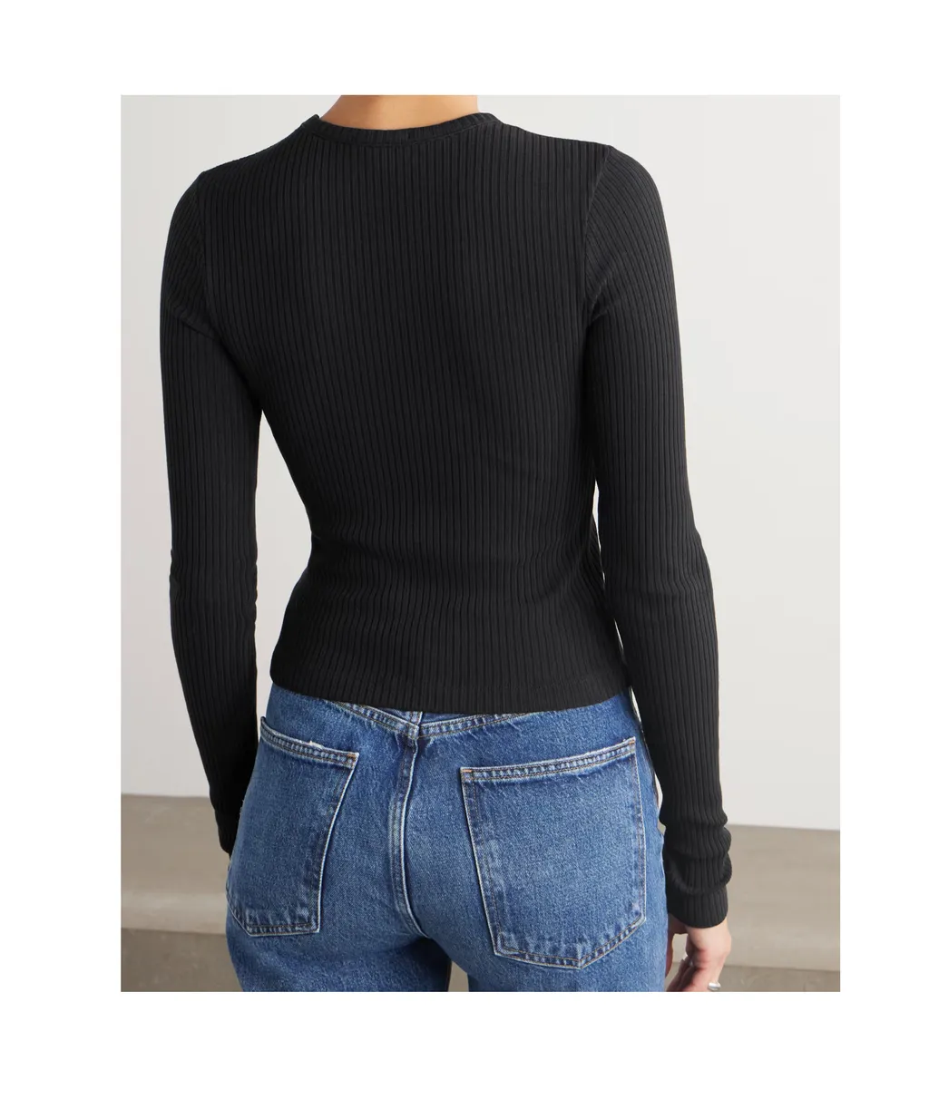 Ribbed Long-Sleeved T-Shirt
