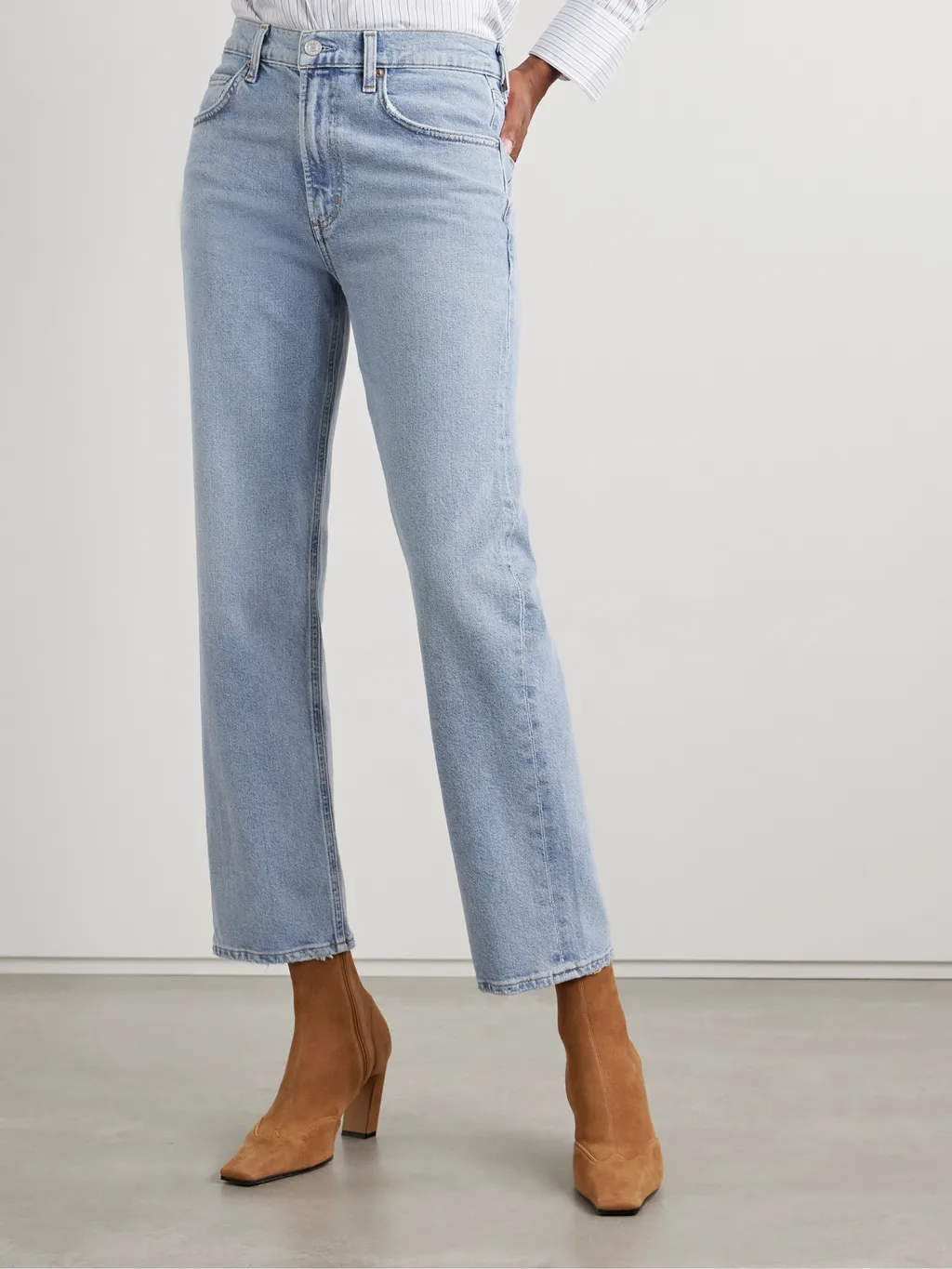 Mid-Rise Straight-Leg Denim Trousers