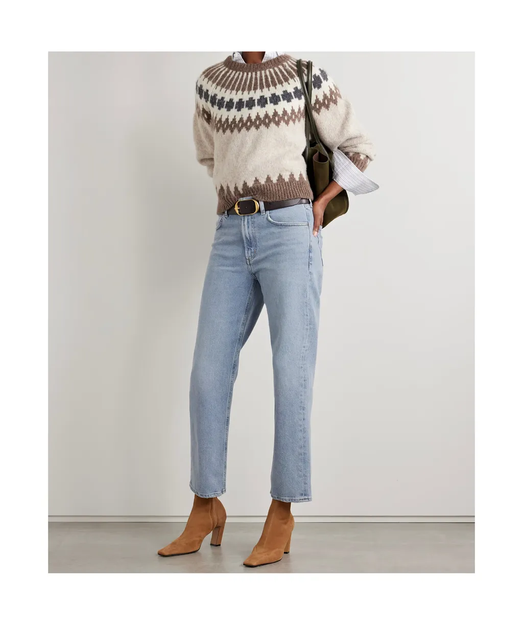 Mid-Rise Straight-Leg Denim Trousers