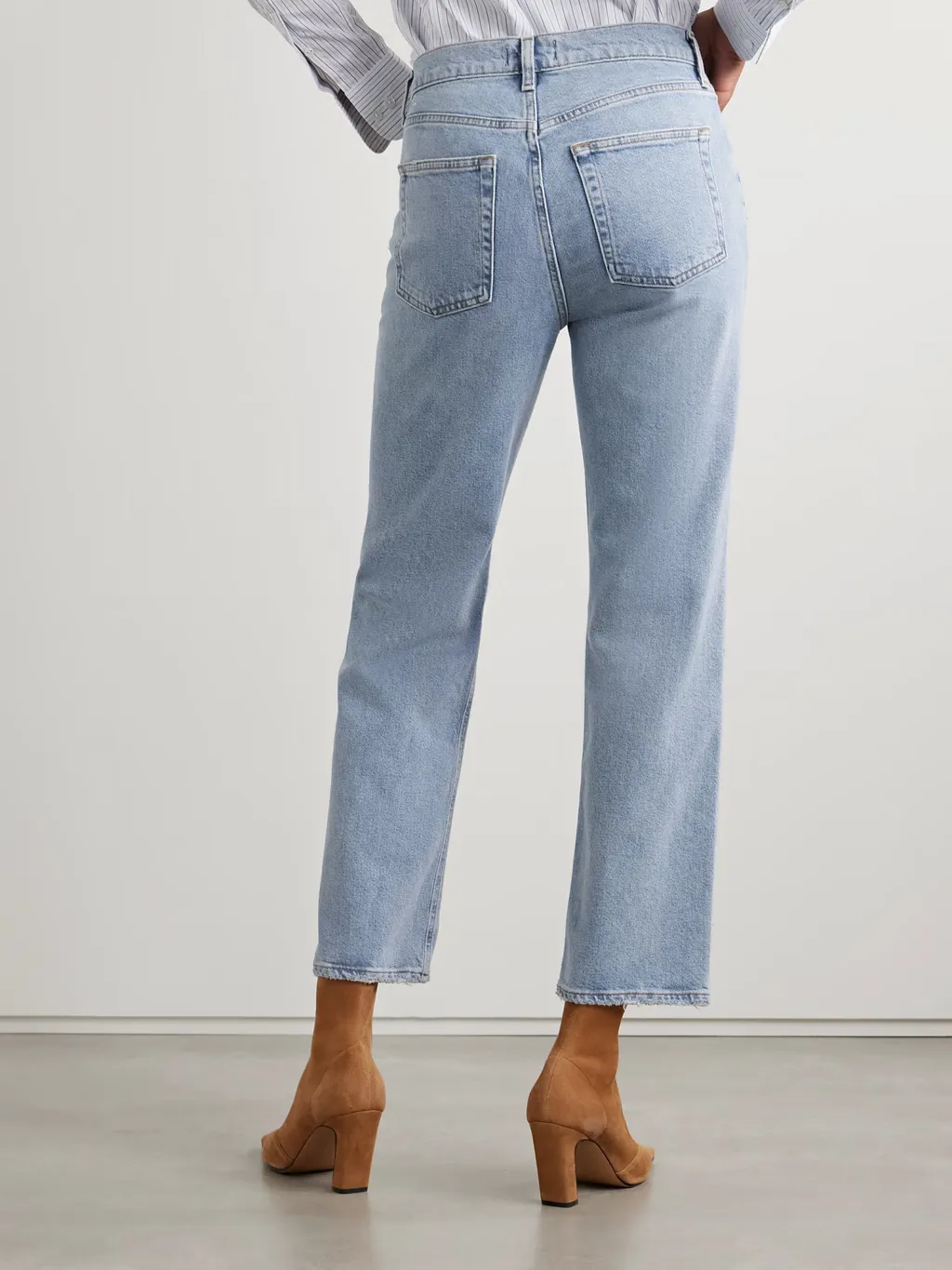 Mid-Rise Straight-Leg Denim Trousers