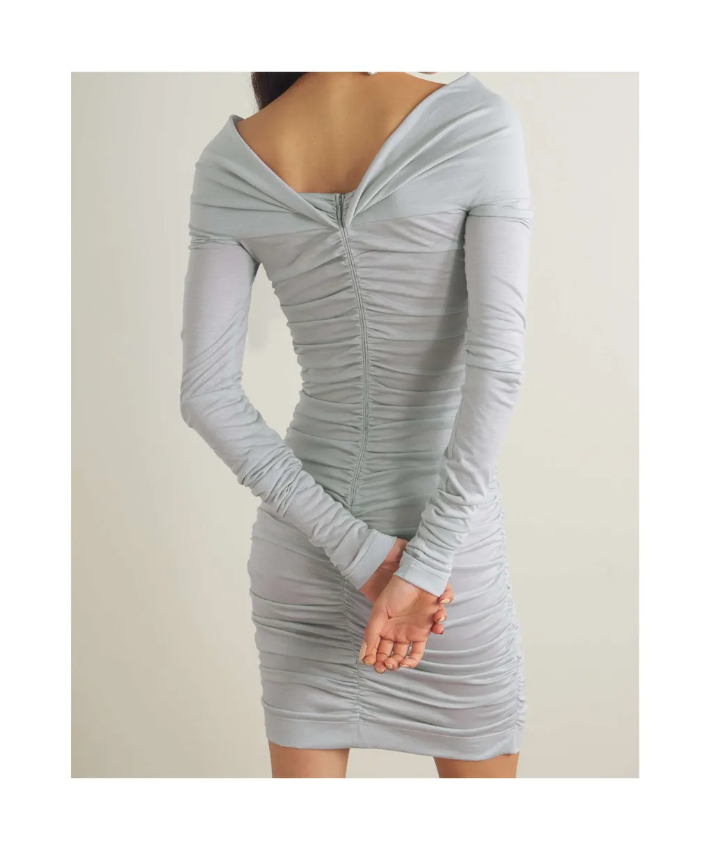 Draped Wool-Jersey Mini Dress