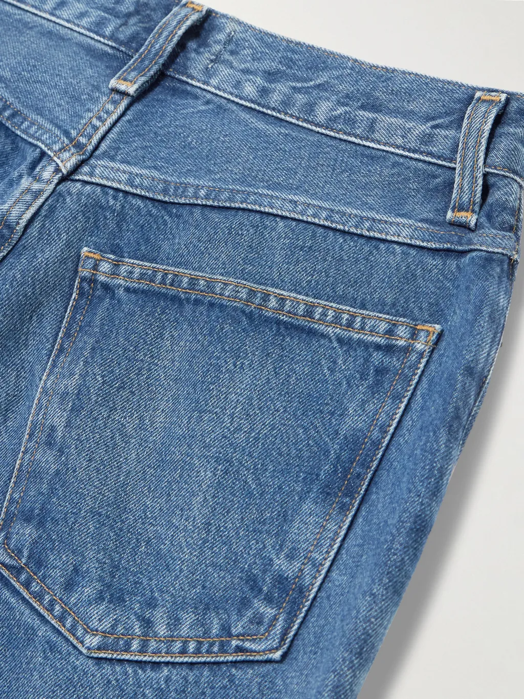 High-Waisted Bootcut Denim Trousers