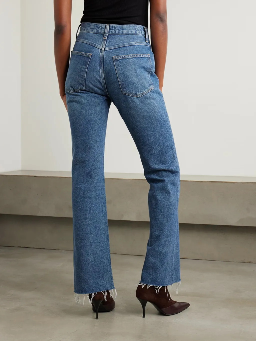 High-Waisted Bootcut Denim Trousers