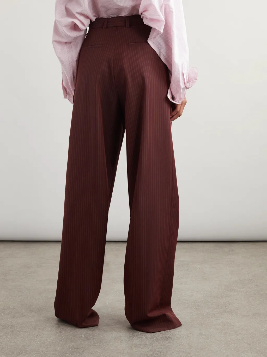 Pinstripe Wide-Leg Casual Pants