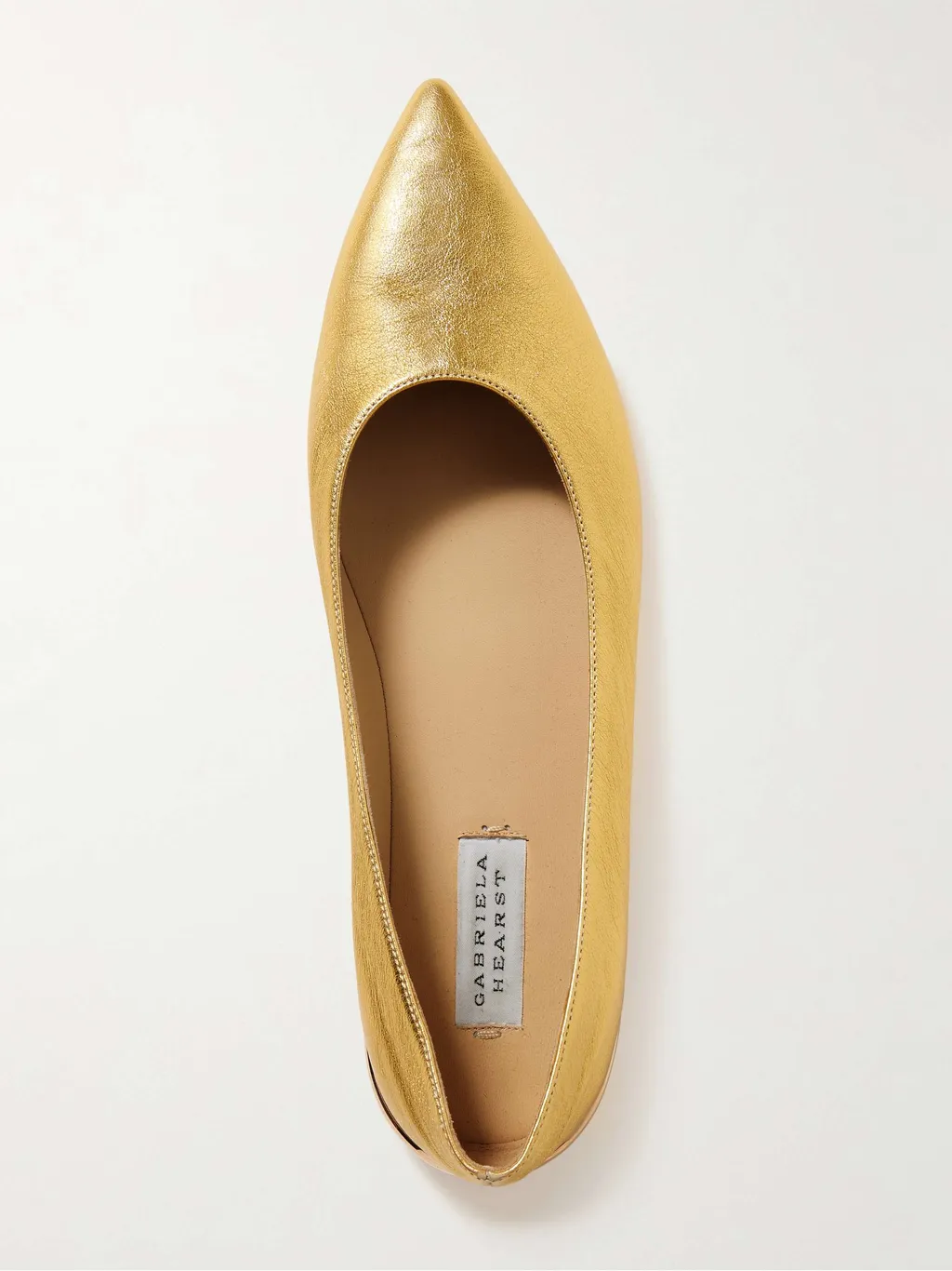 Fleur Embellished Metallic Leather Ballet Flats