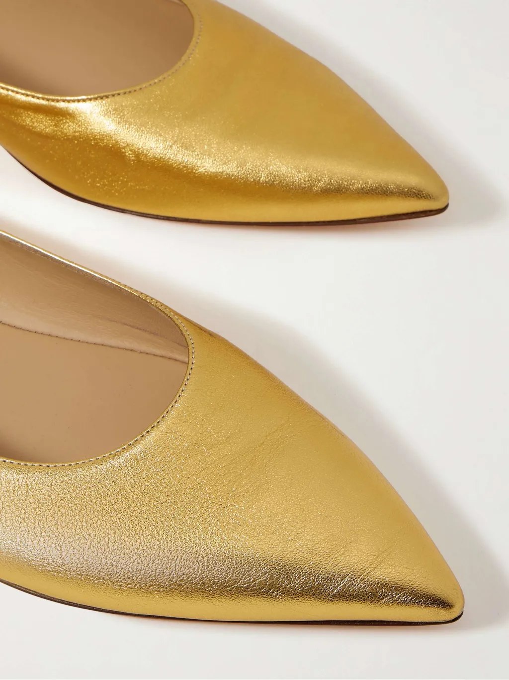 Fleur Embellished Metallic Leather Ballet Flats