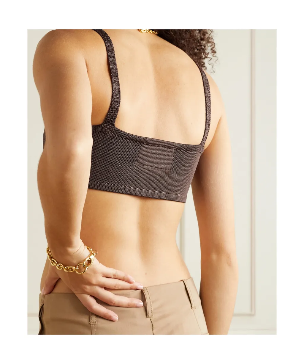 Stretch Knit Cropped Bra Top