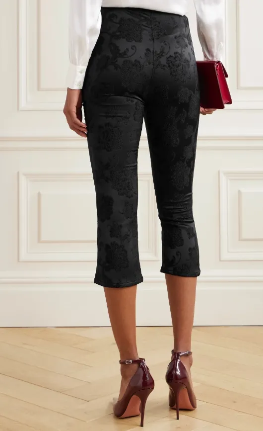Cropped Satin-Jacquard Skinny Pants