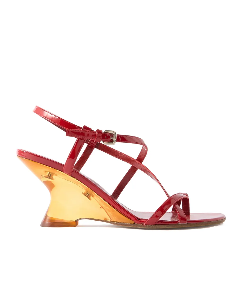 Patent-Leather Wedge Sandals