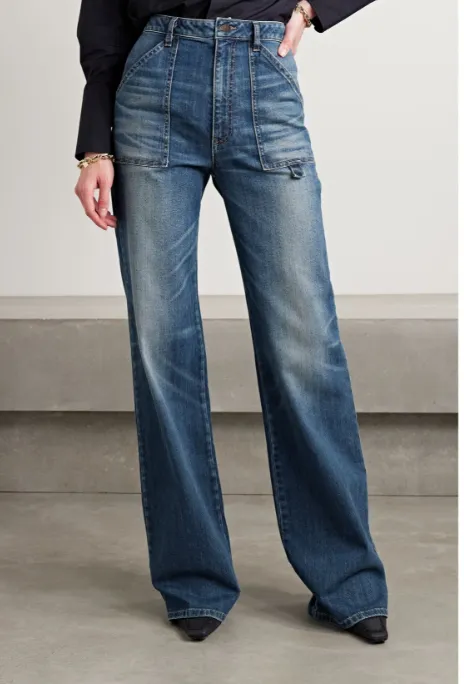 Wide-Leg Denim Trousers