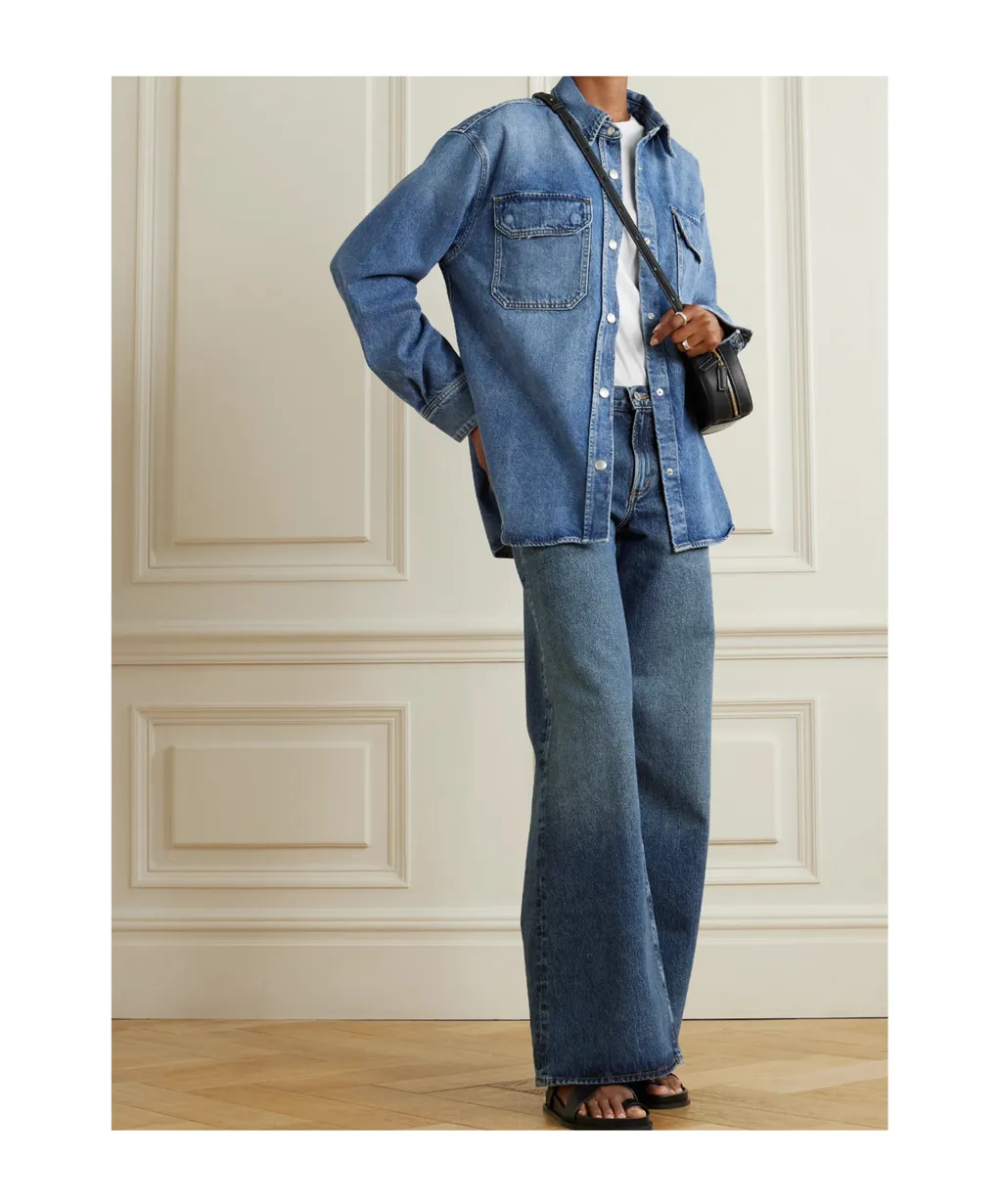 Wide-Leg Denim Trousers