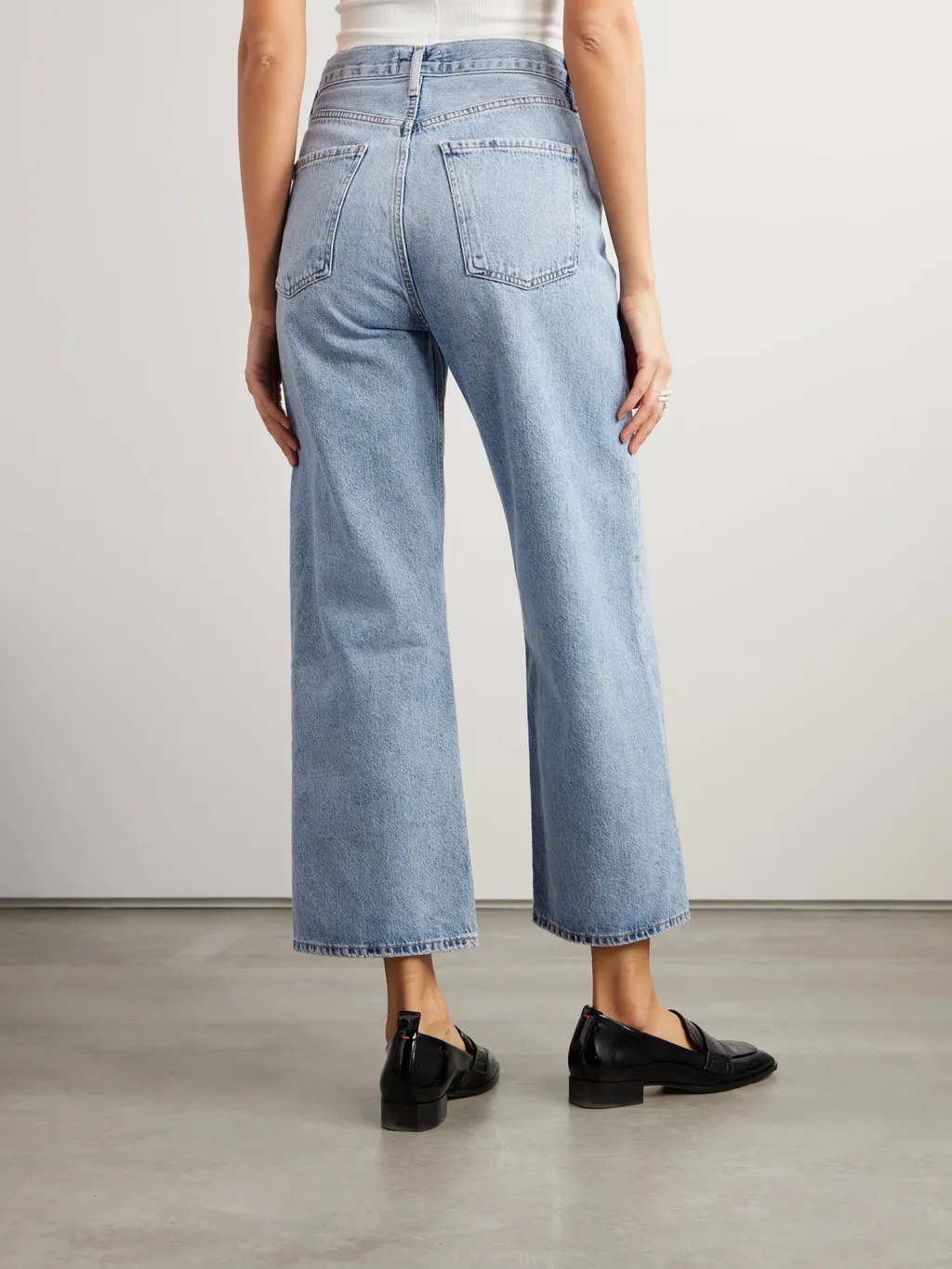 High-Waist Wide-Leg Denim Trousers