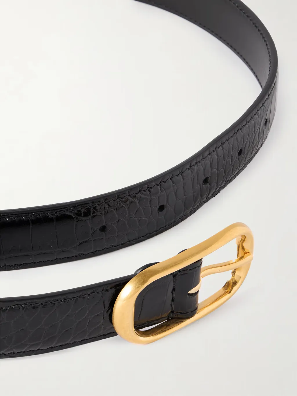 Reine Crocodile-Patterned Leather Belt