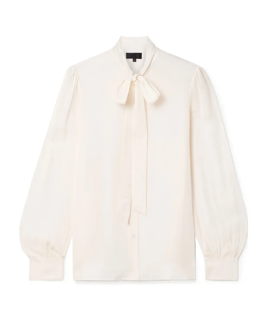Nili Lotan Carina Pussy-Bow Silk-Chiffon Blouse