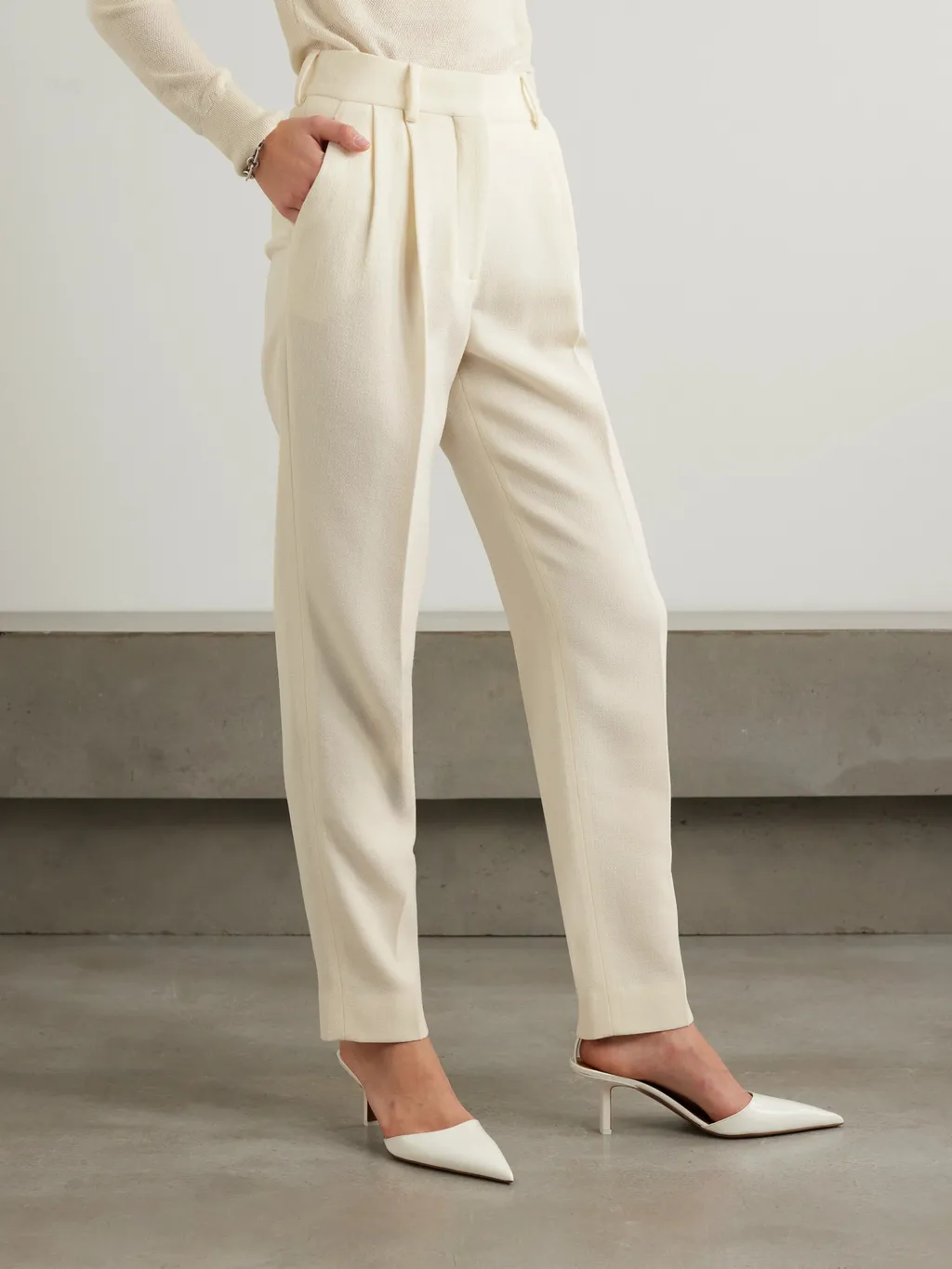 Pleated Straight-Leg Pants