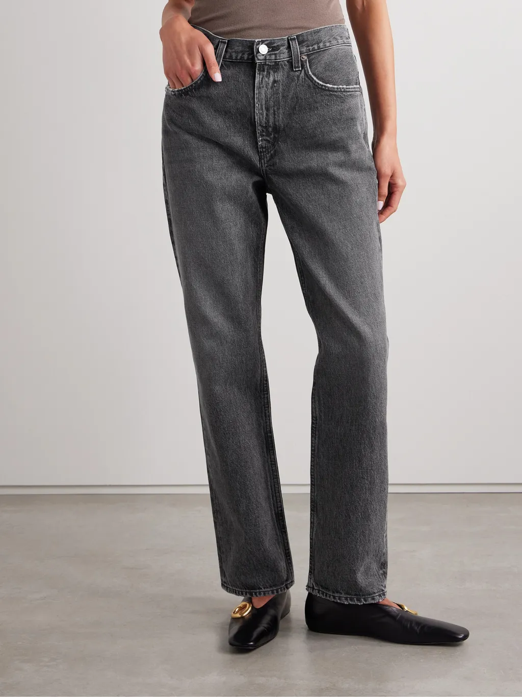 Mid-Rise Straight-Leg Denim Trousers