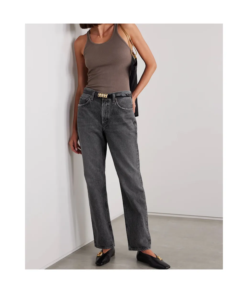 Mid-Rise Straight-Leg Denim Trousers