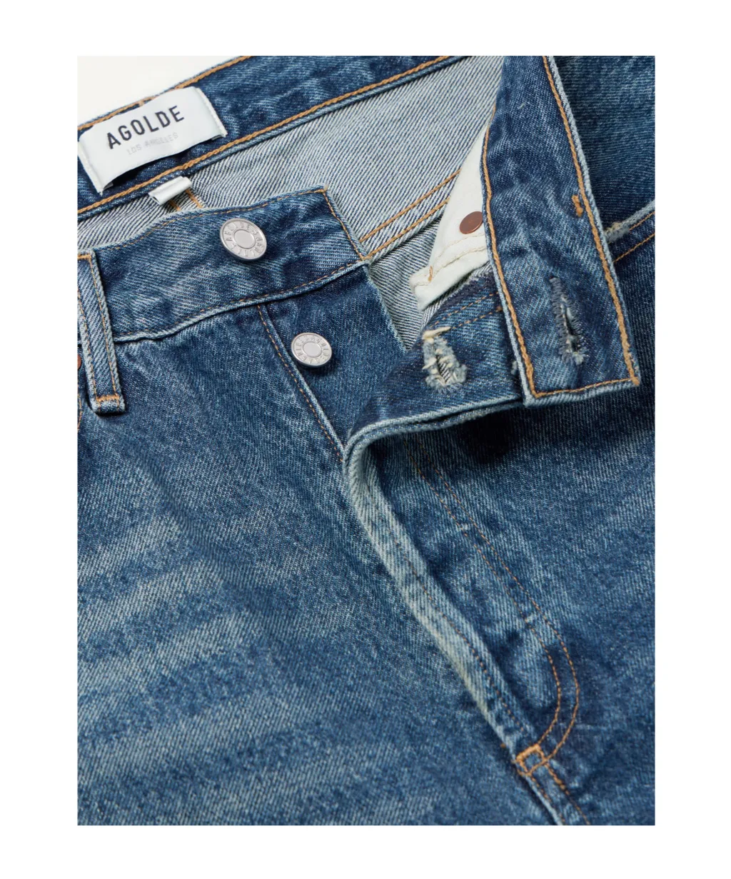 Mid-Rise Straight-Leg Denim Trousers