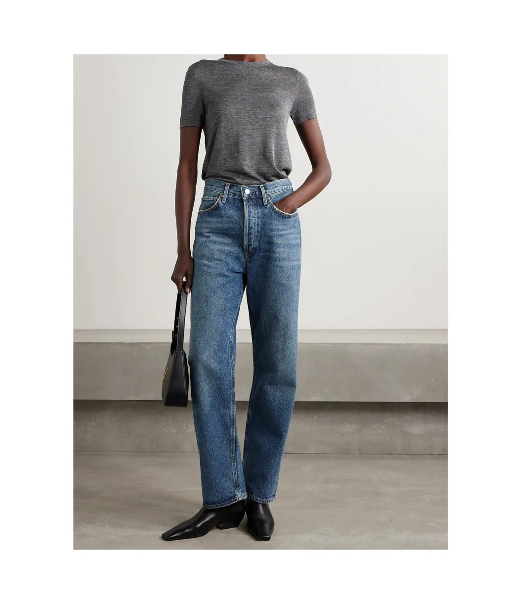Mid-Rise Straight-Leg Denim Trousers