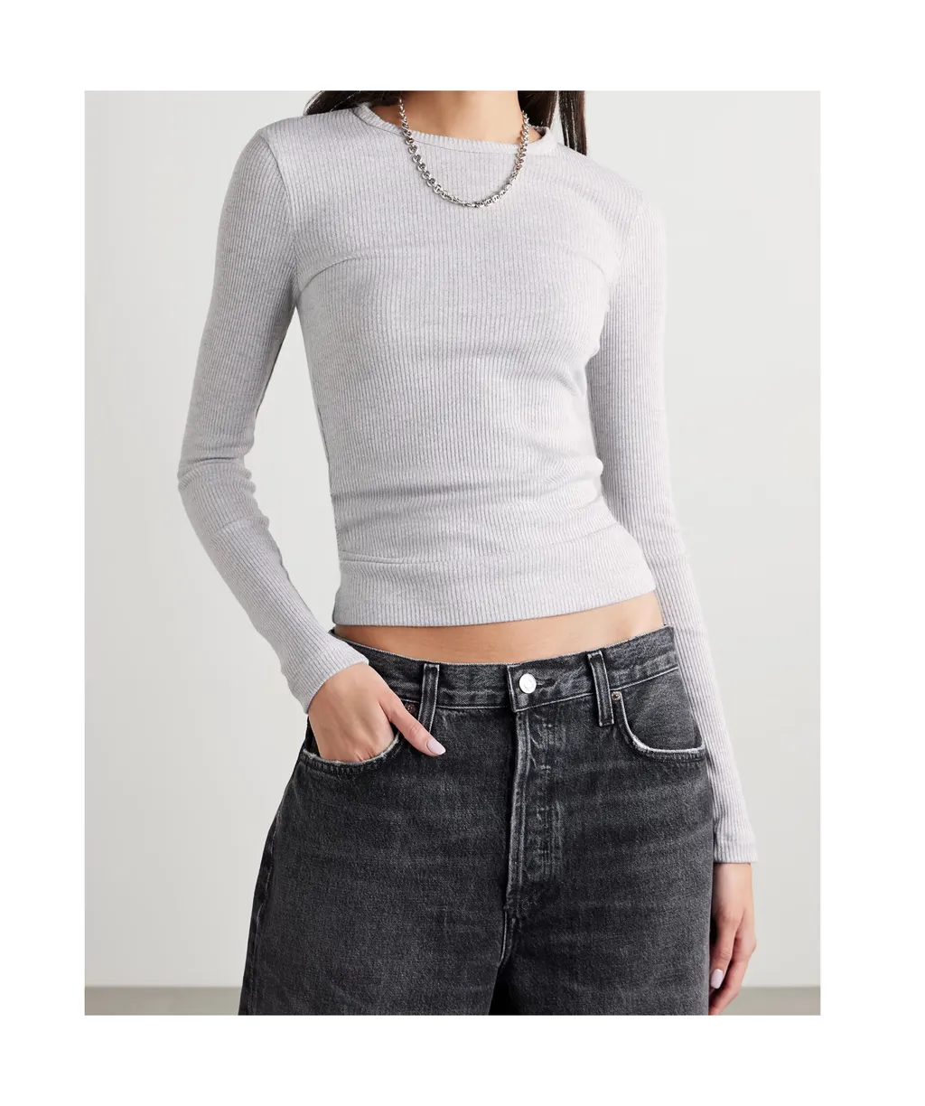 Ribbed Knit T-Shirt