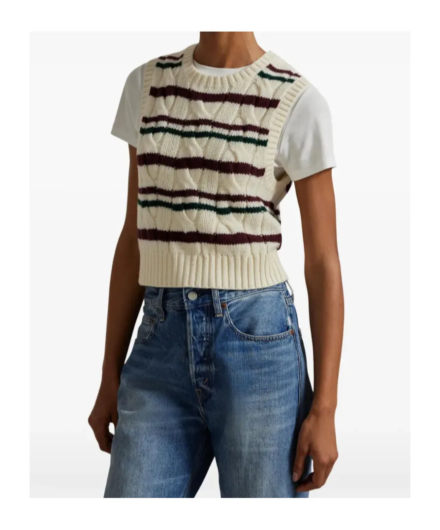 Polo Ralph Lauren Cable-Knit Sleeveless Striped Vest