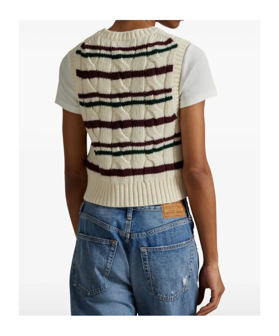 Polo Ralph Lauren Cable-Knit Sleeveless Striped Vest