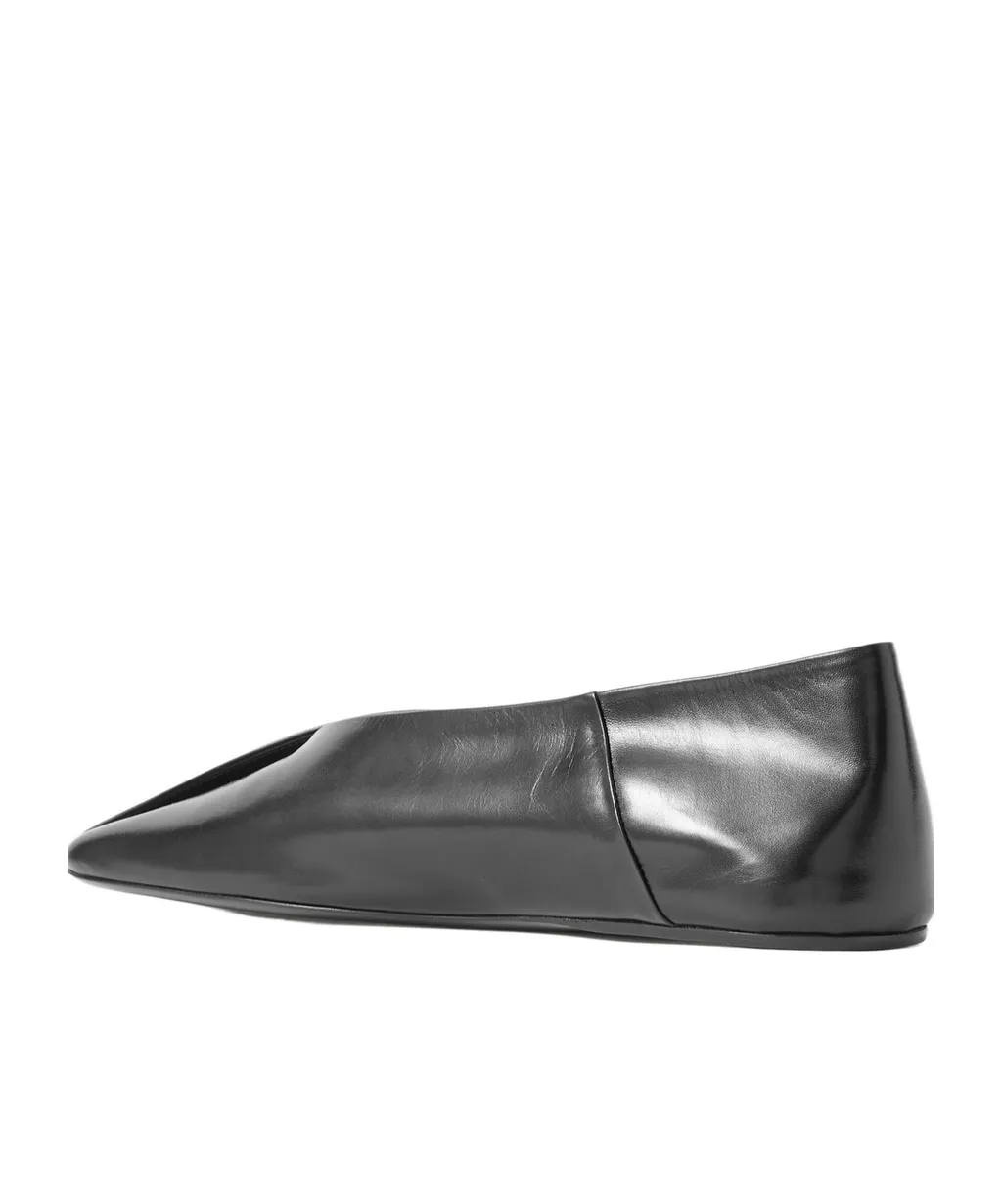 Asymmetric Leather Ballet Flats