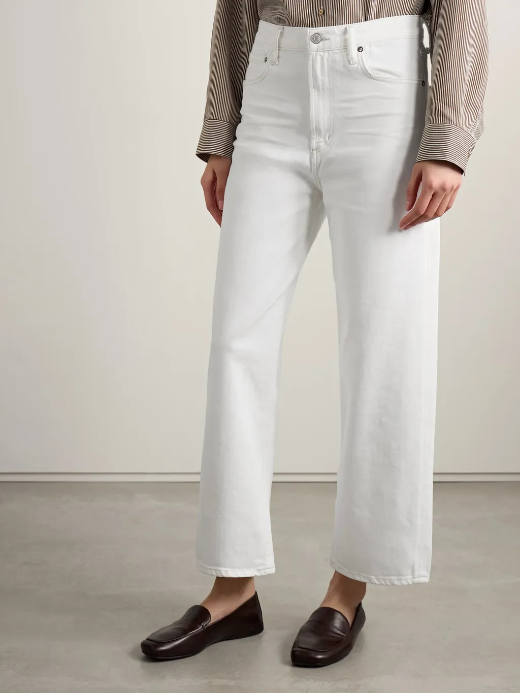 High-Waist Wide-Leg Denim Trousers