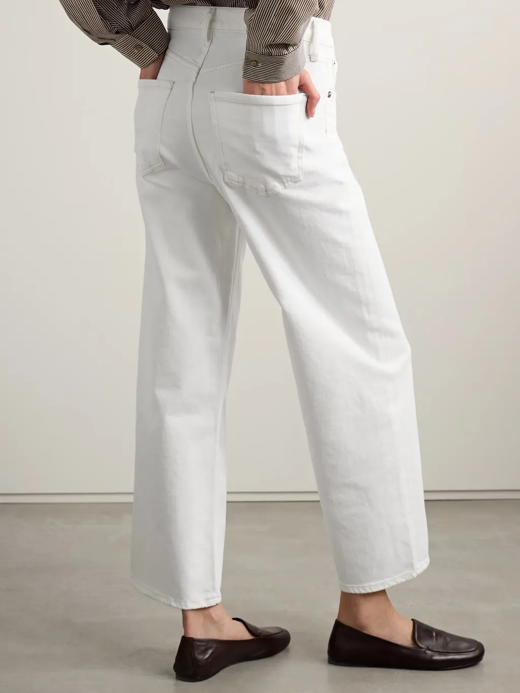 High-Waist Wide-Leg Denim Trousers