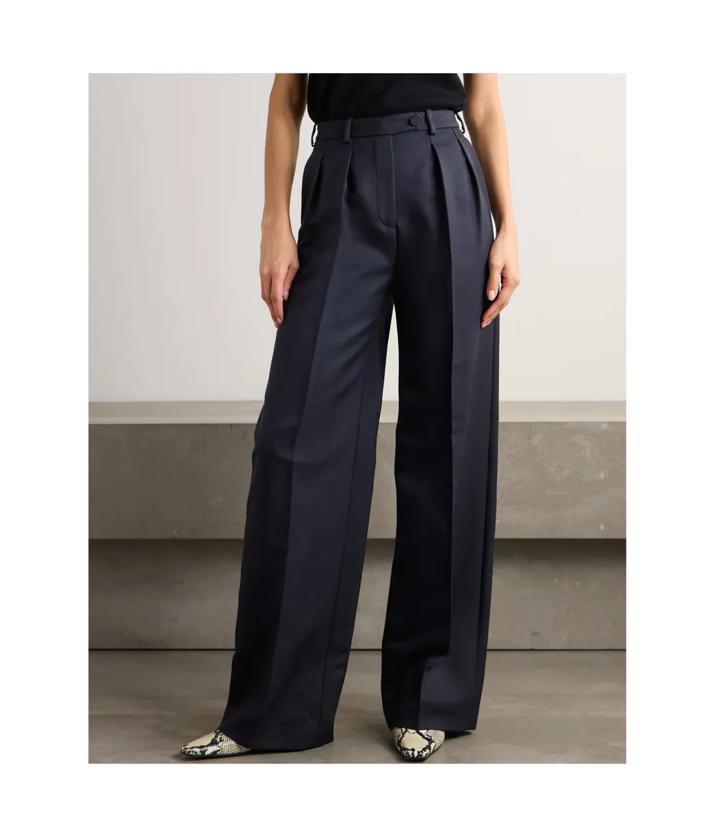 Devin Pleated Wide-Leg Pants