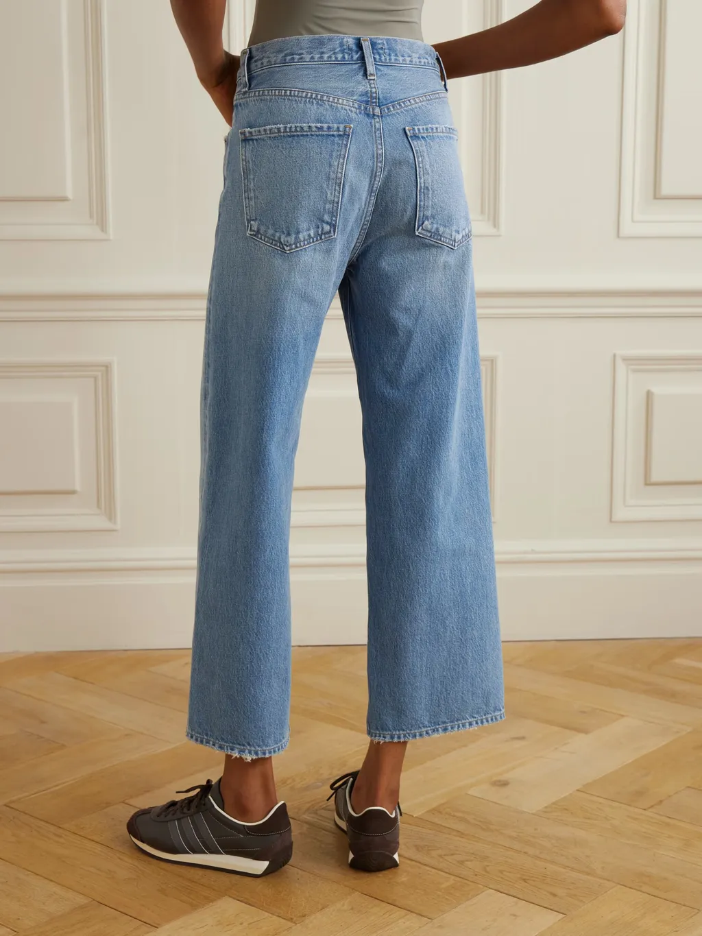 High-Waist Wide-Leg Denim Trousers